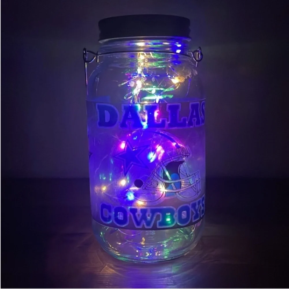 Dallas Cowboys Glass Light-Up Mason Jar